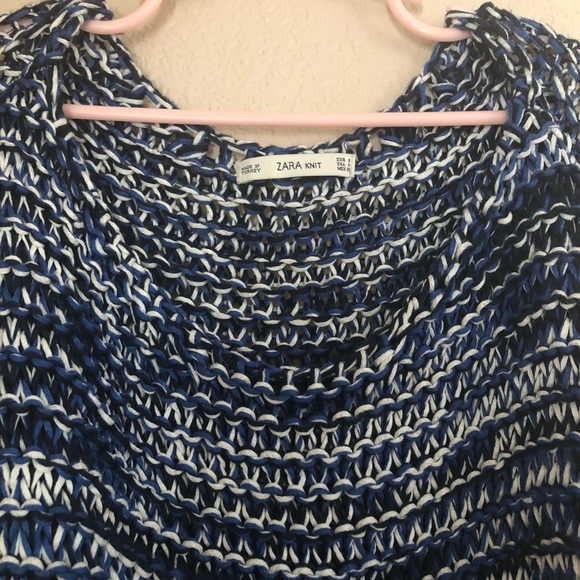 Zara blue and white knit sweater size small - Picture 3 of 8